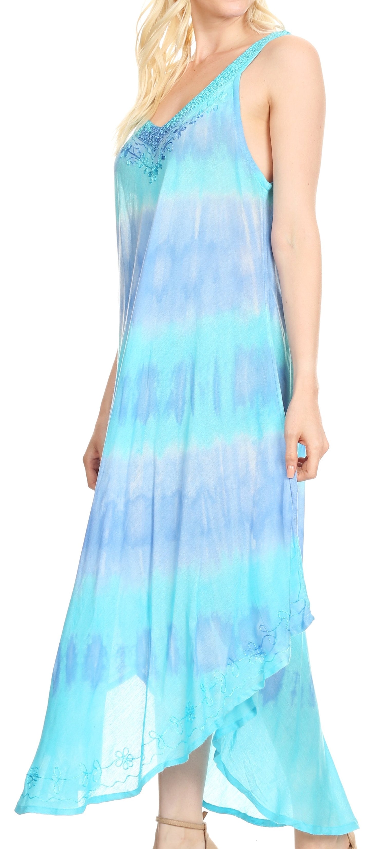 Sakkas Oxa Women's Casual Summer Maxi Long Loose Sleeveless V-neck Dress Cover-up