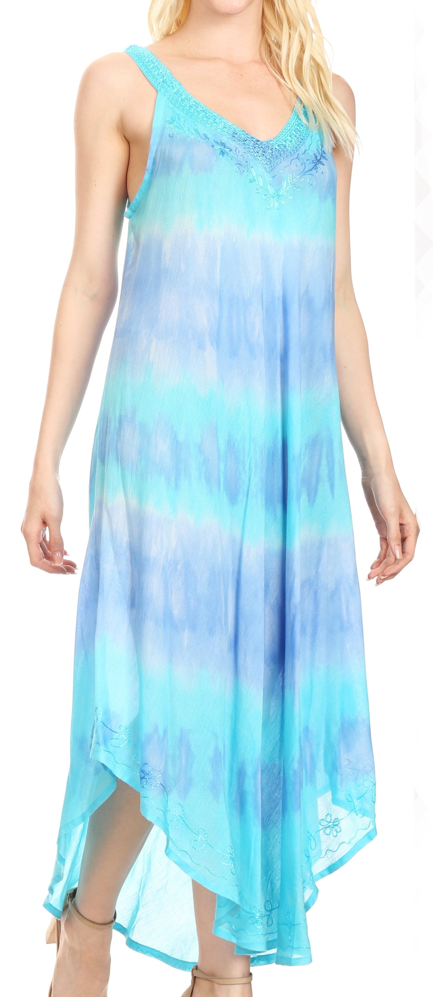 Sakkas Oxa Women's Casual Summer Maxi Long Loose Sleeveless V-neck Dress Cover-up