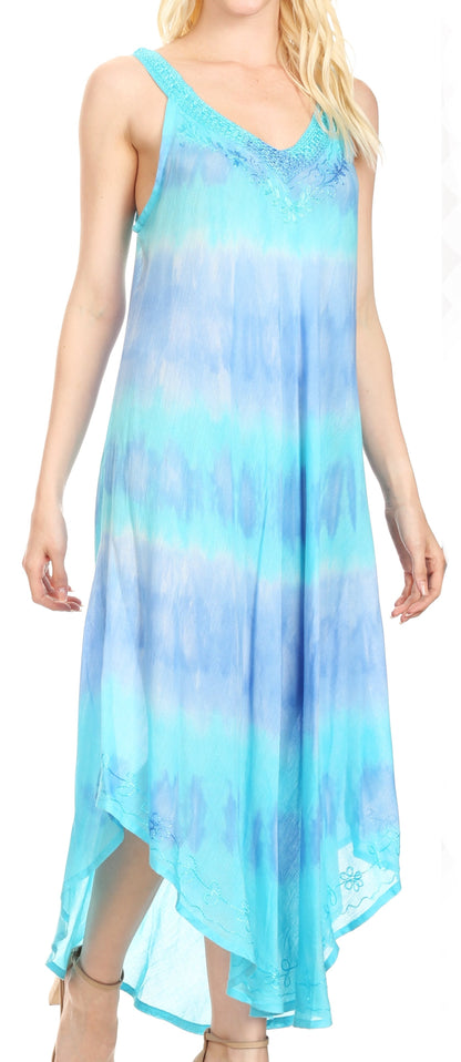 Sakkas Oxa Women's Casual Summer Maxi Long Loose Sleeveless V-neck Dress Cover-up