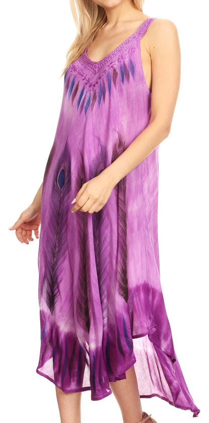 Sakkas Oxa Women's Casual Summer Maxi Long Loose Sleeveless V-neck Dress Cover-up