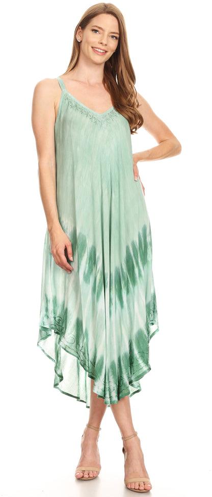 Sakkas Nila Women's Double Spaghetti Strap V-neck Casual Maxi Long Summer Dress