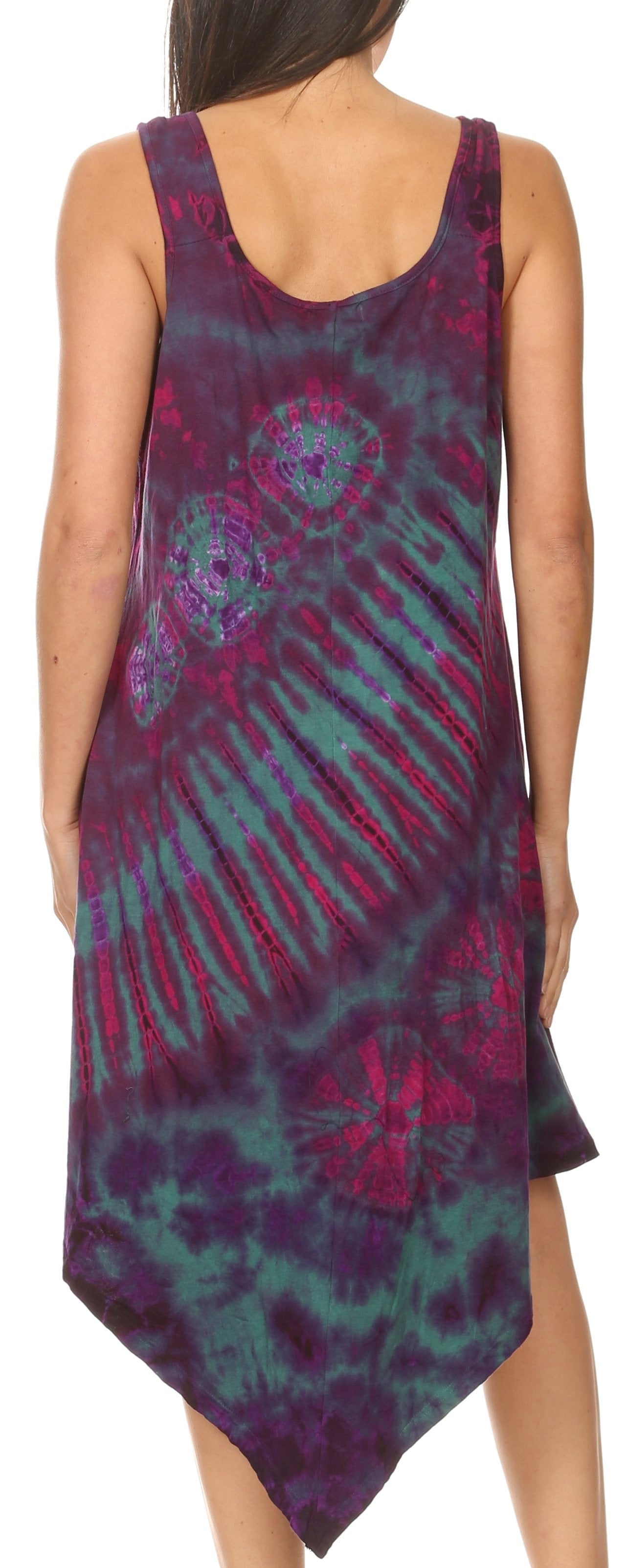 Sakkas Dylla Women's Sleeveless Tie Dye Casual Stretchy Loose Tank Dress Sundress