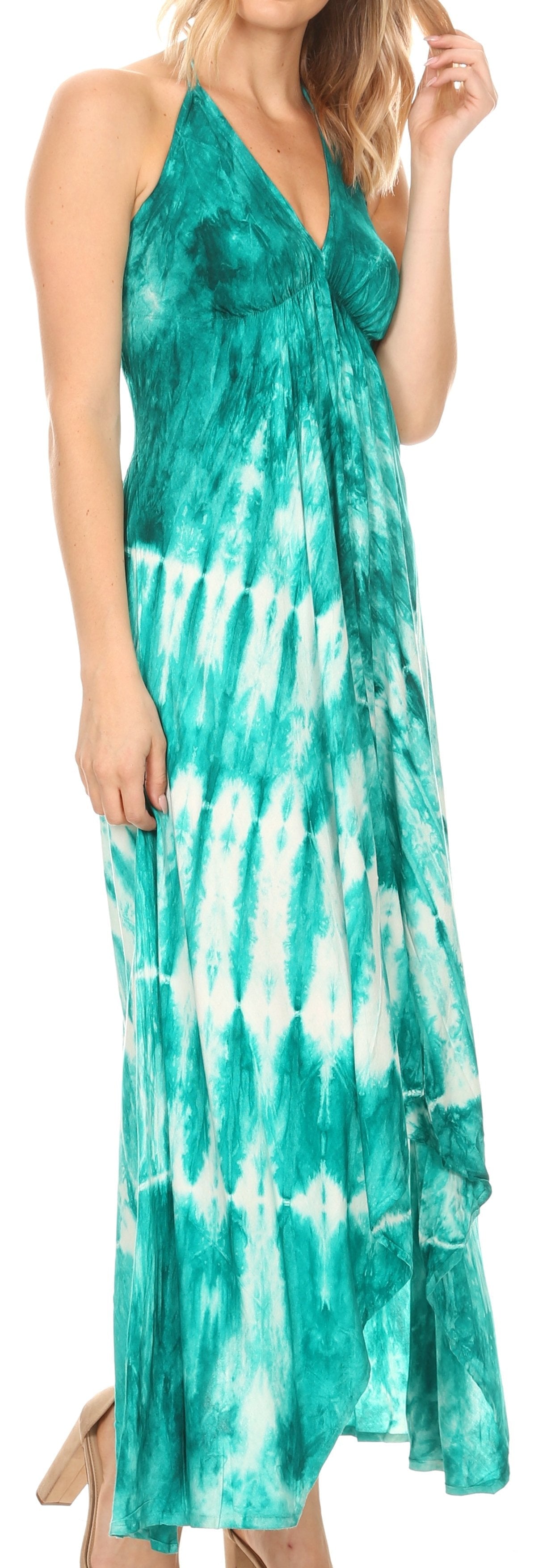 Sakkas Sol Women's Sleeveless Spaghetti Strap V-neck Maxi Summer Casual Dress Boho