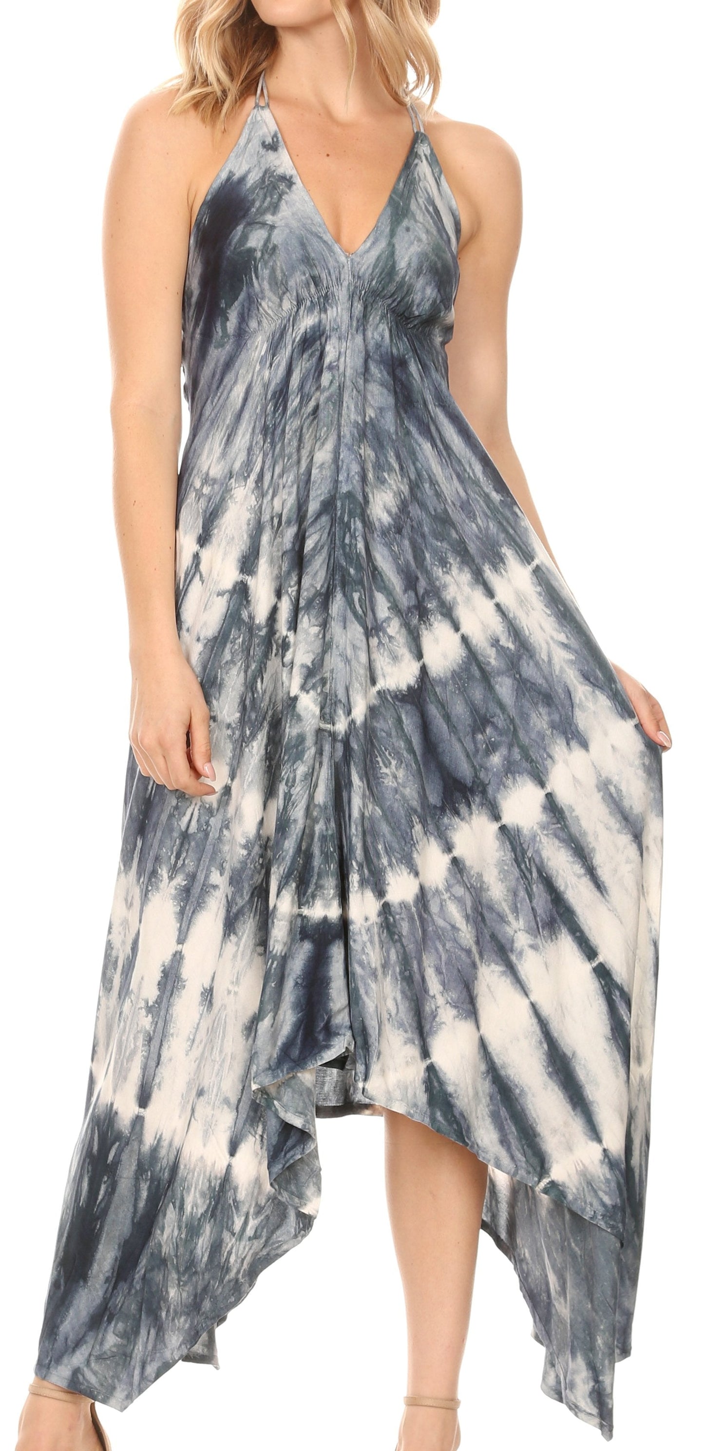 Sakkas Sol Women's Sleeveless Spaghetti Strap V-neck Maxi Summer Casual Dress Boho