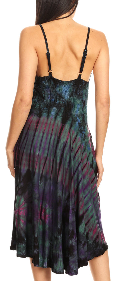 Sakkas Luzia Women's Sleeveless Midi Flared Casual Summer Dress V-neck Knit