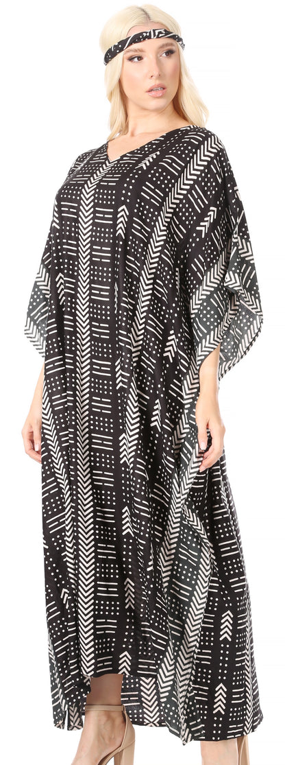 Sakkas Mera Women's Long Loose Short Sleeve Summer Casual Caftan Kaftan Dress