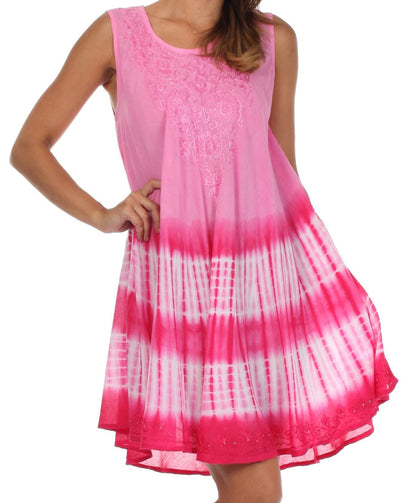 Sakkas Stripe Tie Dye Tank Sheath Dress / Cover Up