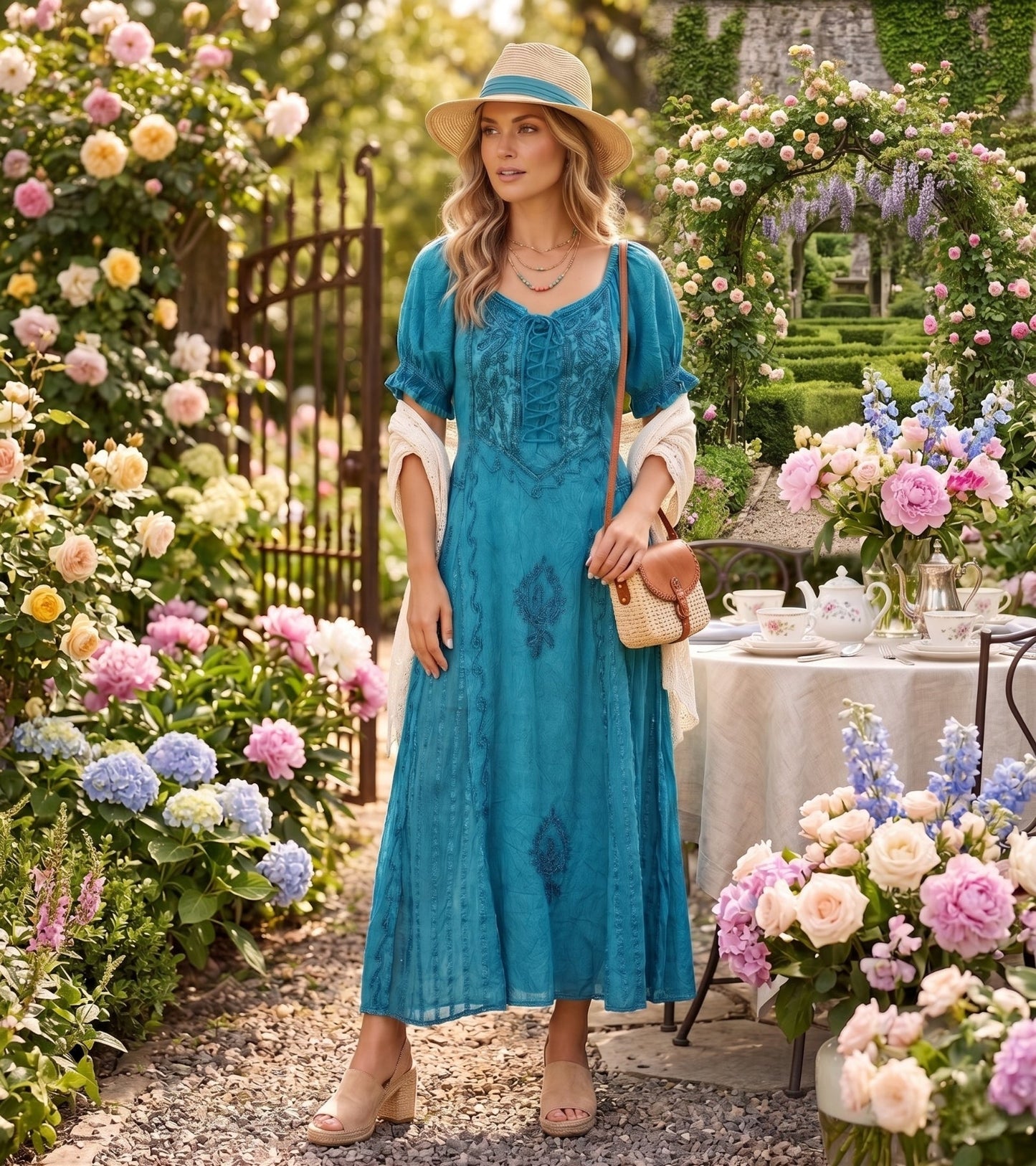 Sakkas Bridget Embroidered Renaissance Dress