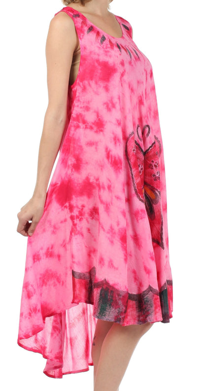 Sakkas Butterfly Tie Dye Tank Sheath Caftan Mid Length Dress