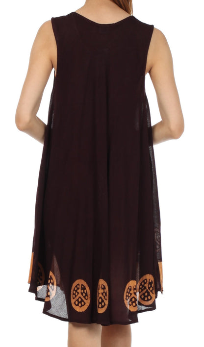 Sakkas Batik Peace Caftan Tank Dress / Cover Up