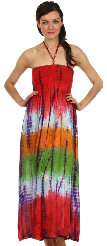 Sakkas Athena Multi-Color Tie Dye Smocked Dress