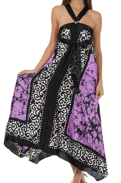 Sakkas Silky Wrap Halter Handkerchief Hem Maxi Dress