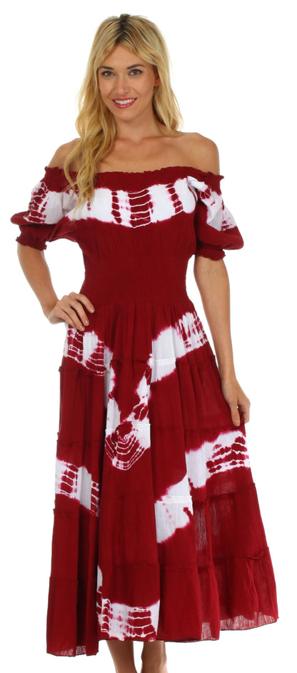 Sakkas Tie Dye Peasant Gypsy Boho Dress