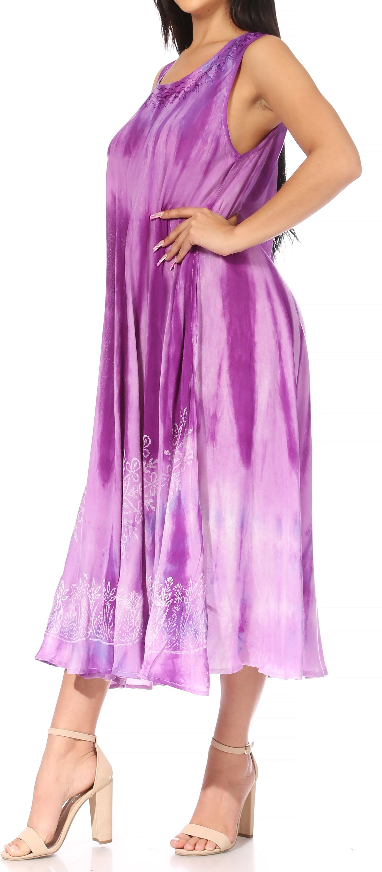 Sakkas Liza Women's Sleeveless Maxi Caftan Dress for Casual Summer Wear with Bohemian Flair and Handy Pockets