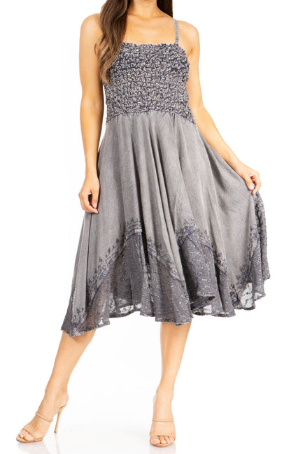 Sakkas Aphrodite Embroidered Batik Dress