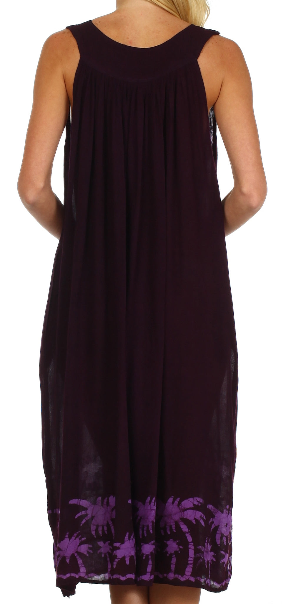 Sakkas Embroidered Palm Tree V-Neck Caftan Cotton Dress