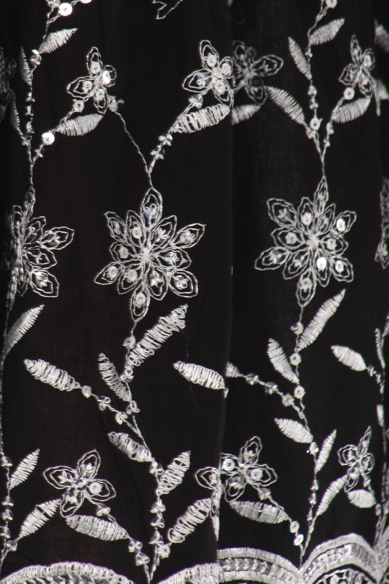 Sakkas Sequin Embroidered Smocked Bodice Knee Length Dress