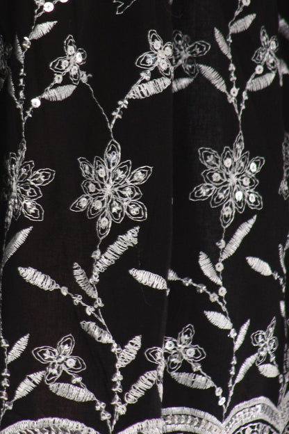 Sakkas Sequin Embroidered Smocked Bodice Knee Length Dress