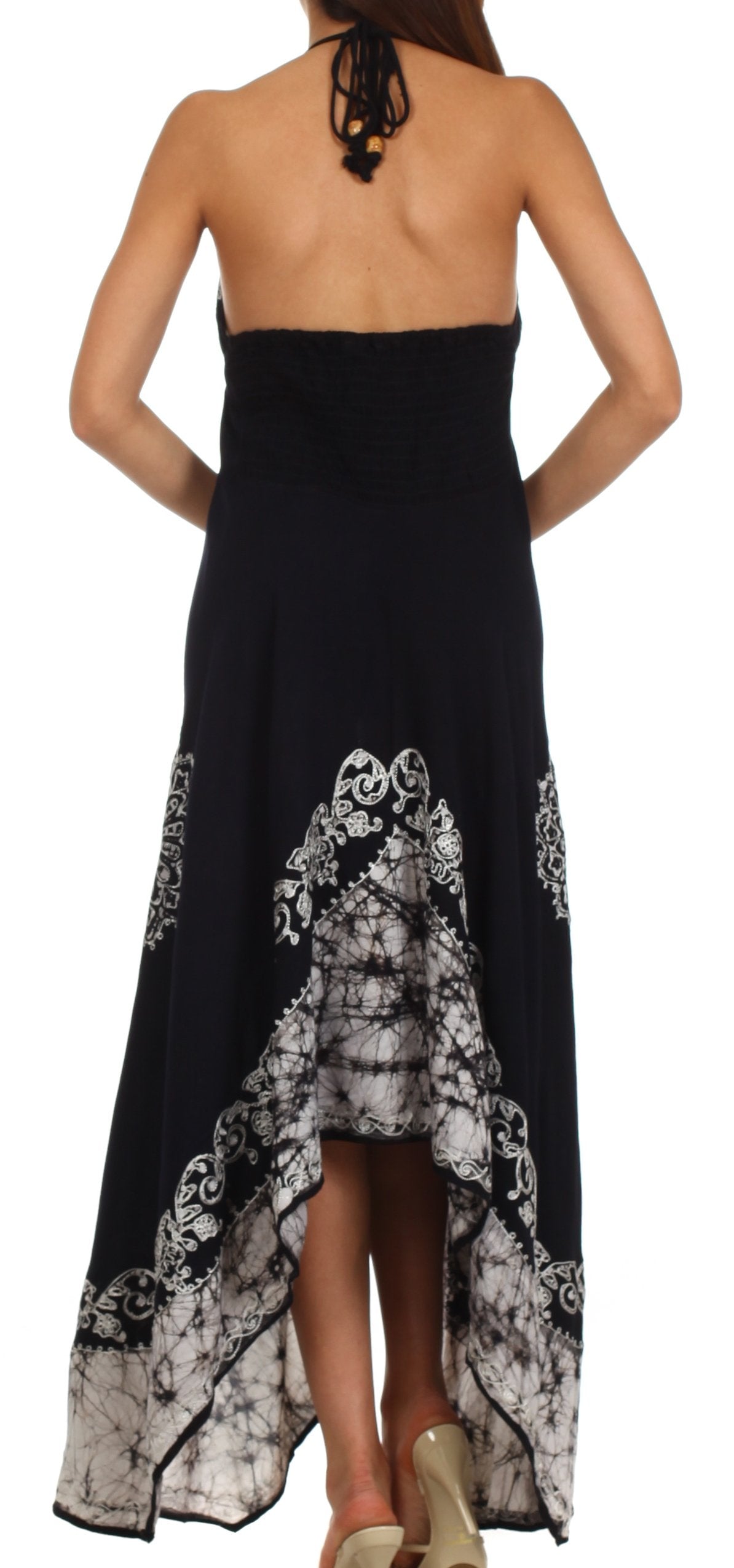 Sakkas Serenity Embroidered Batik Halter Dress