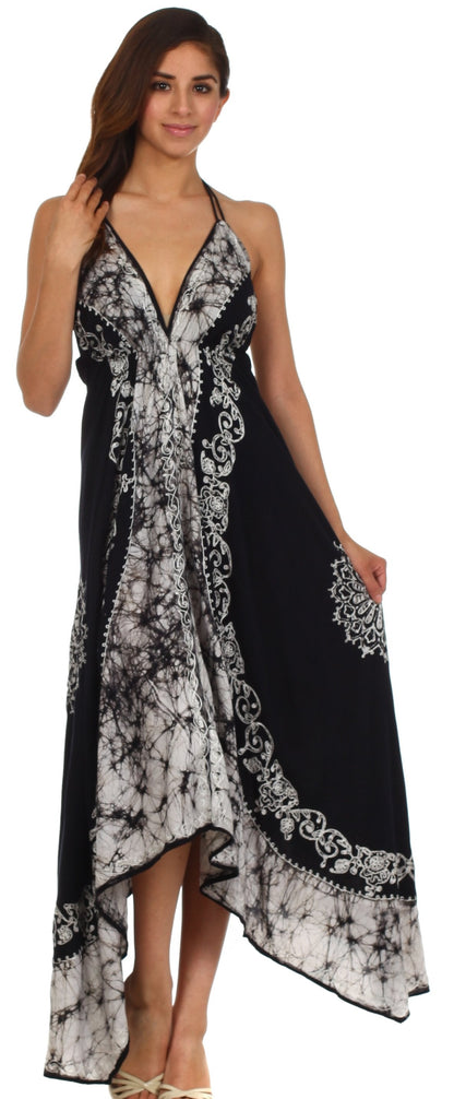 Sakkas Serenity Embroidered Batik Halter Dress