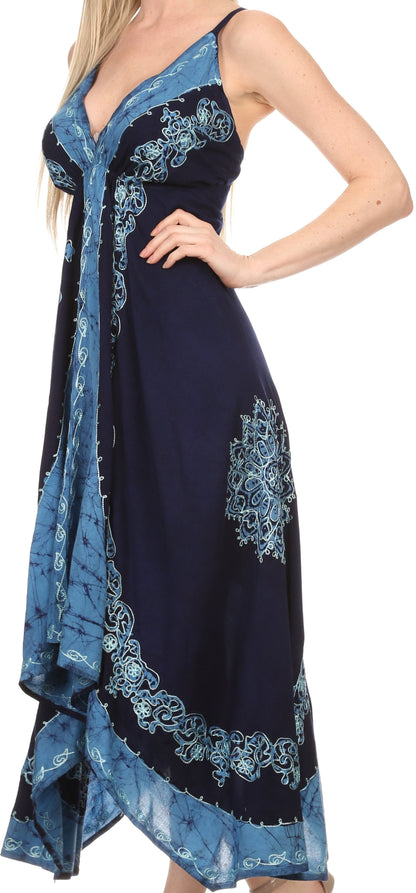 Sakkas Serenity Embroidered Batik Halter Dress