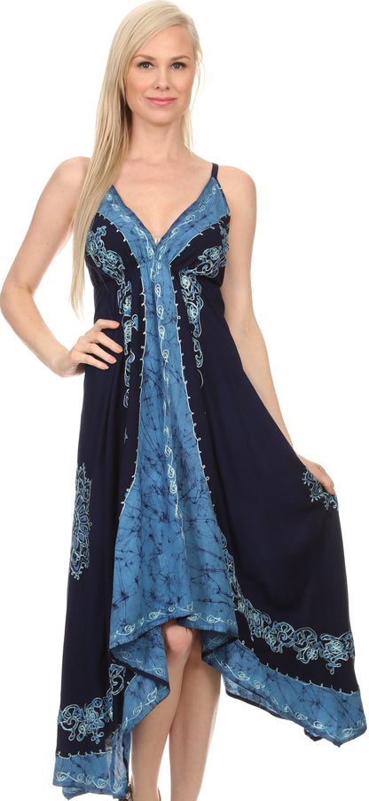 Sakkas Serenity Embroidered Batik Halter Dress