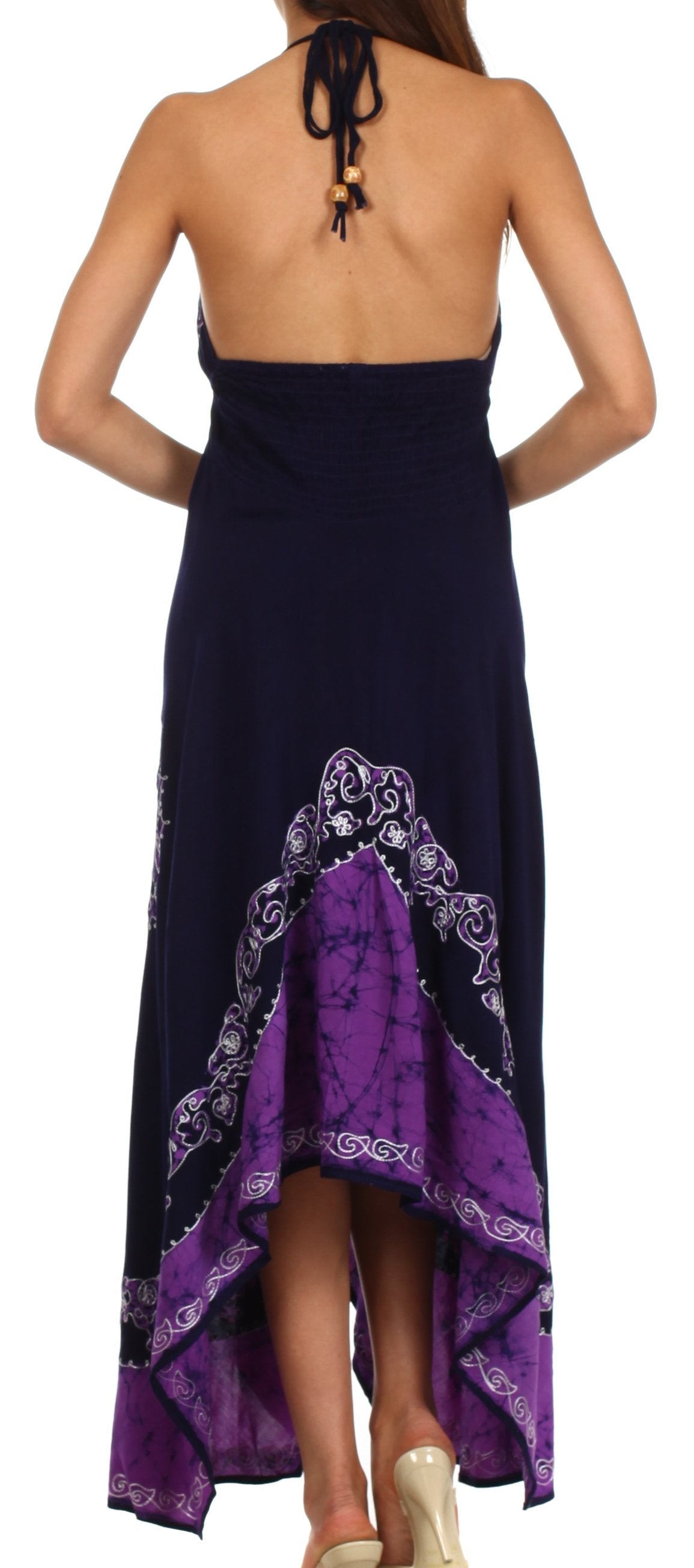 Sakkas Serenity Embroidered Batik Halter Dress