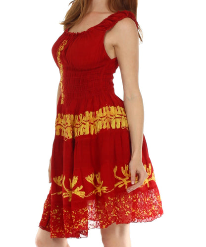 Olivia Gypsy Boho Peasant Batik Dress