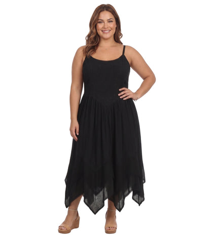 Sakkas Rayon Embroidered Stonewashed Adjustable Spaghetti Straps Long Dress