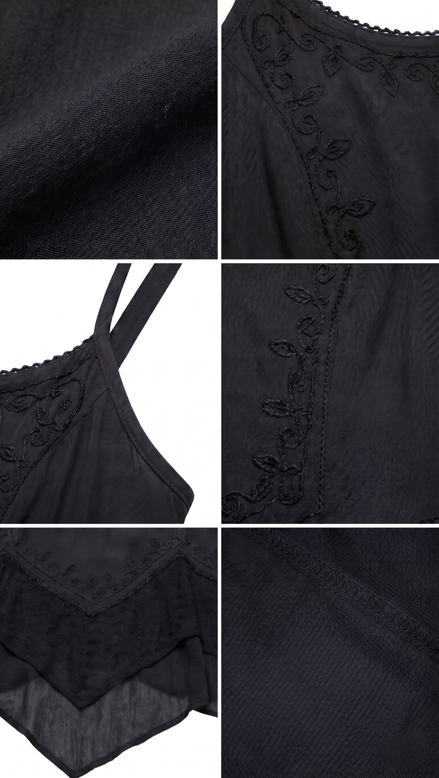Sakkas Rayon Embroidered Stonewashed Adjustable Spaghetti Straps Long Dress