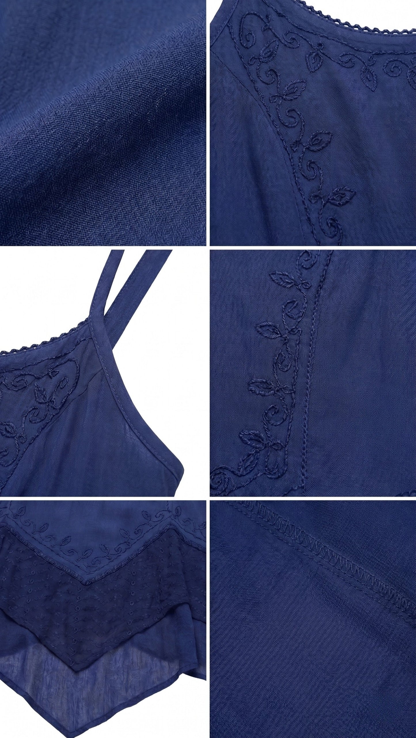 Sakkas Rayon Embroidered Stonewashed Adjustable Spaghetti Straps Long Dress