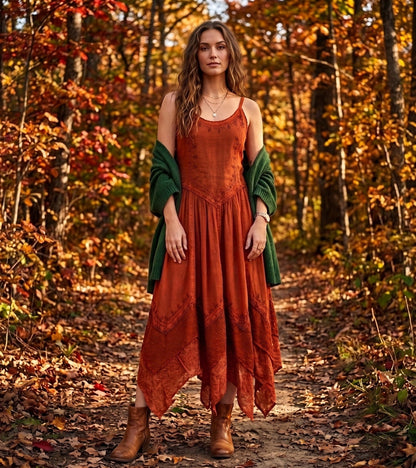 Sakkas Rayon Embroidered Stonewashed Adjustable Spaghetti Straps Long Dress