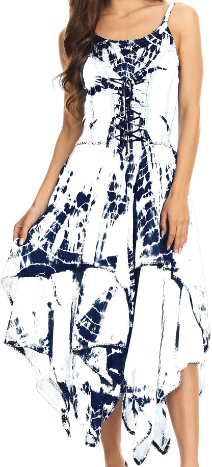 Sakkas Annabella Corset Bodice Handkerchief Hem Dress