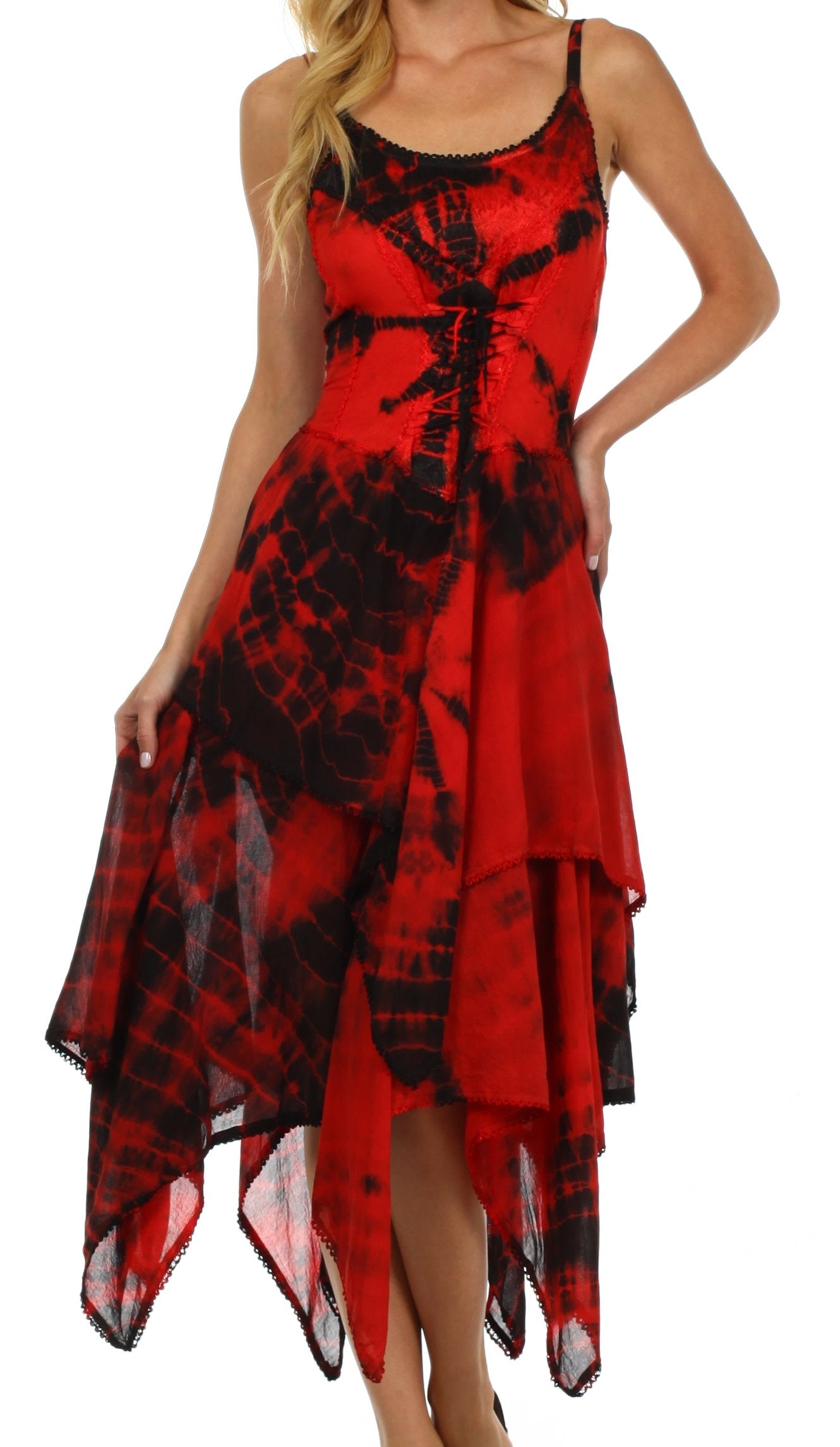 Sakkas Annabella Corset Bodice Handkerchief Hem Dress