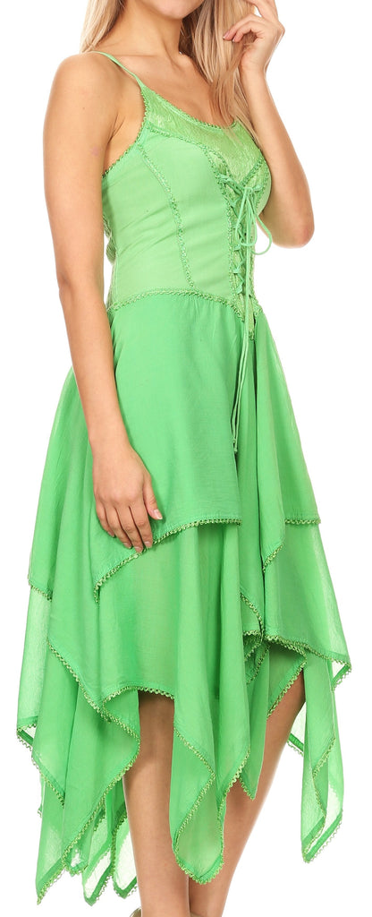 Sakkas Lady Mary Jacquard Corset Style Bodice Lightweight Handkerchief Hem Dress