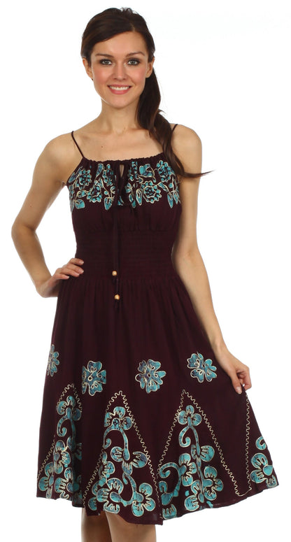 Sakkas Dharini Batik Smocked Empire Waist Dress