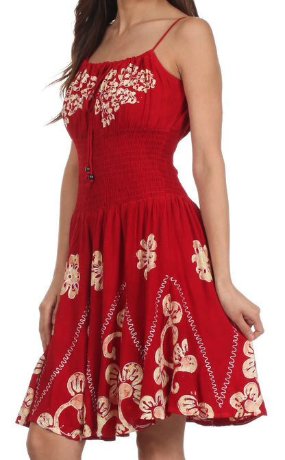 Sakkas Dharini Batik Smocked Empire Waist Dress