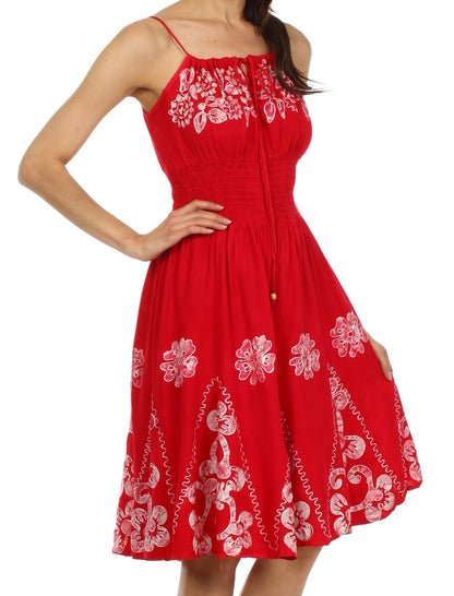 Sakkas Dharini Batik Smocked Empire Waist Dress