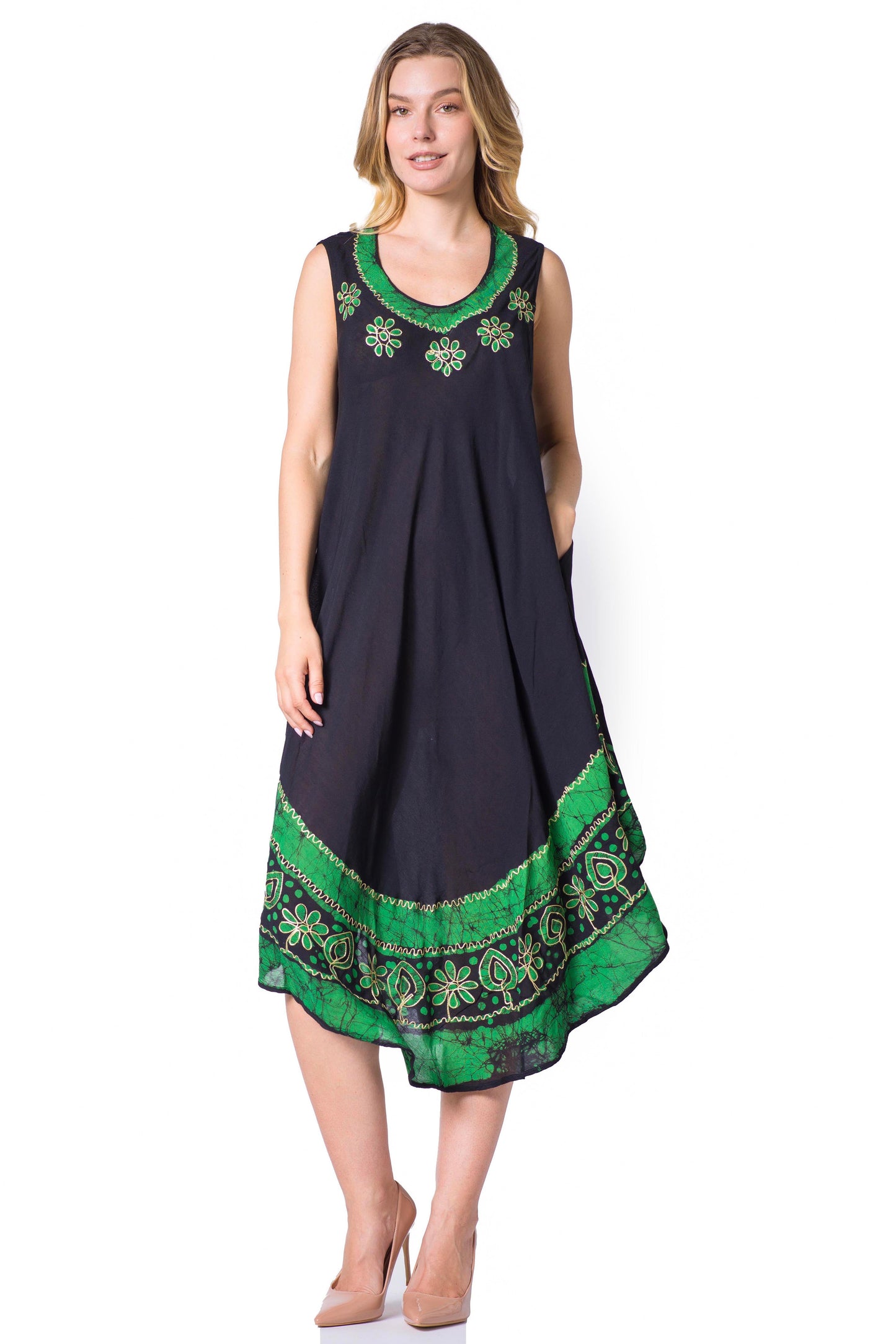 Sakkas Batik Flower Caftan Tank Dress / Cover Up