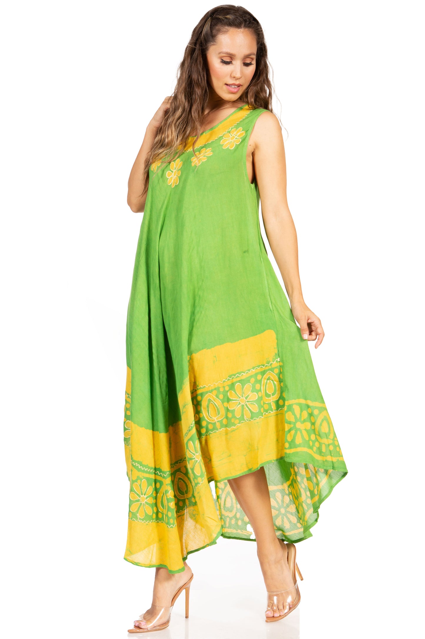 Sakkas Batik Flower Caftan Tank Dress / Cover Up