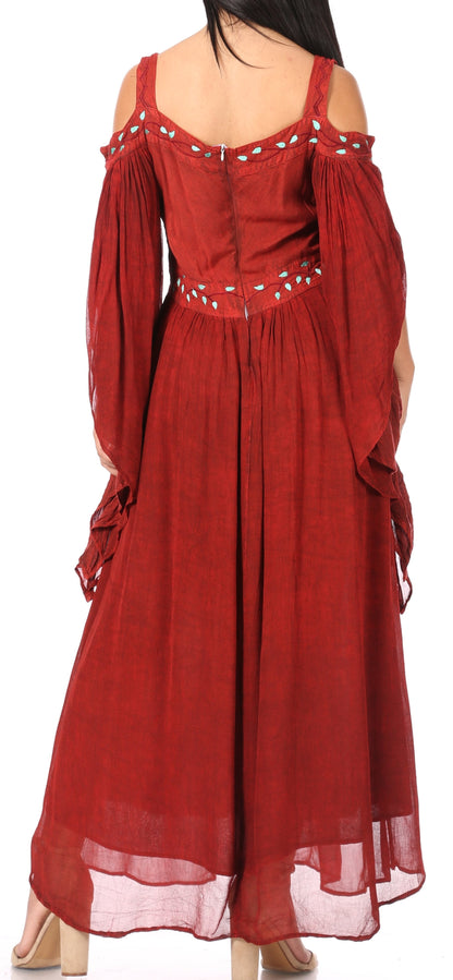 Sakkas Roisin Women's Medieval Celtic Renaissance Long Sleeve Costume Dress