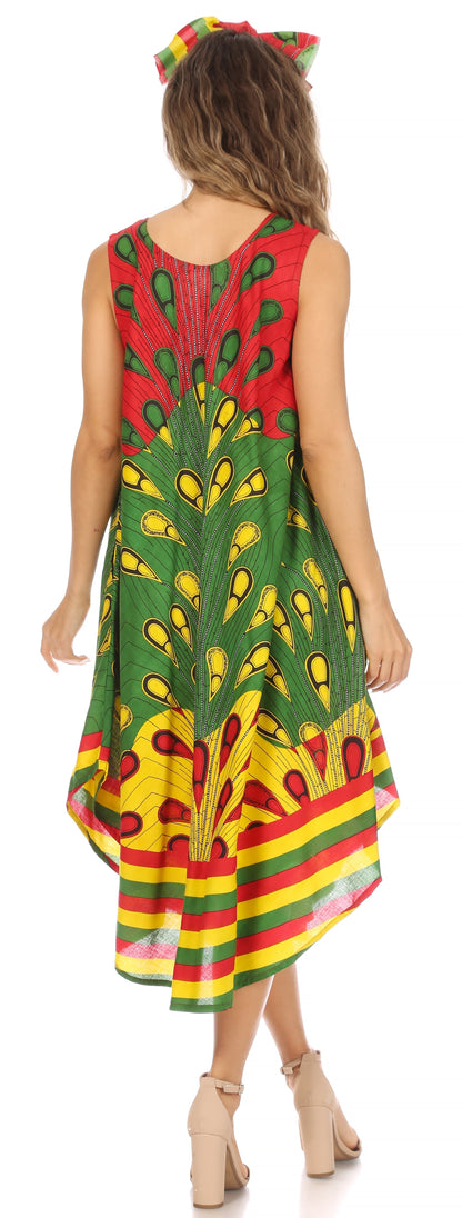 Sakkas Urbi Women's Casual African Print Beach Sleeveless Cover-up Caftan Dress - Buy One Get One