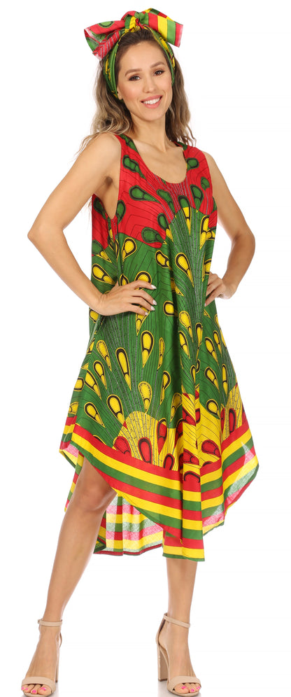 Sakkas Urbi Women's Casual African Print Beach Sleeveless Cover-up Caftan Dress - Buy One Get One