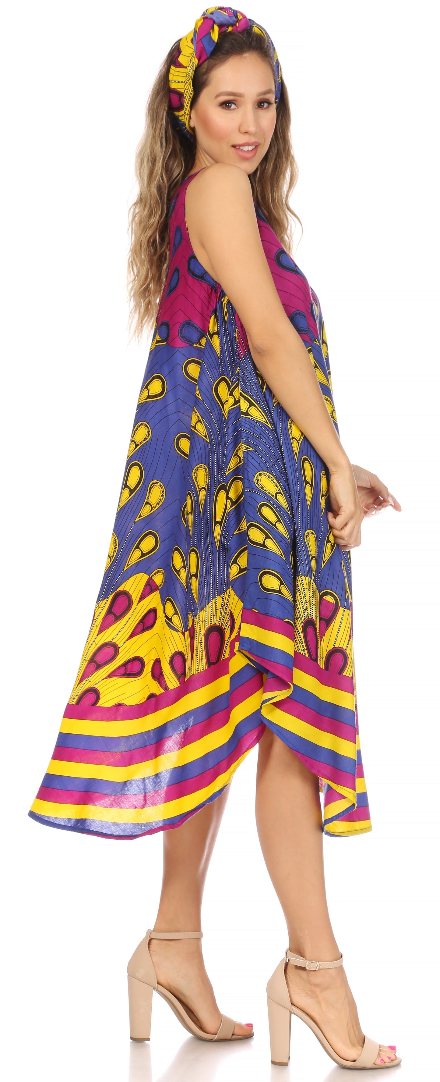 Sakkas Urbi Women's Casual African Print Beach Sleeveless Cover-up Caftan Dress - Buy One Get One