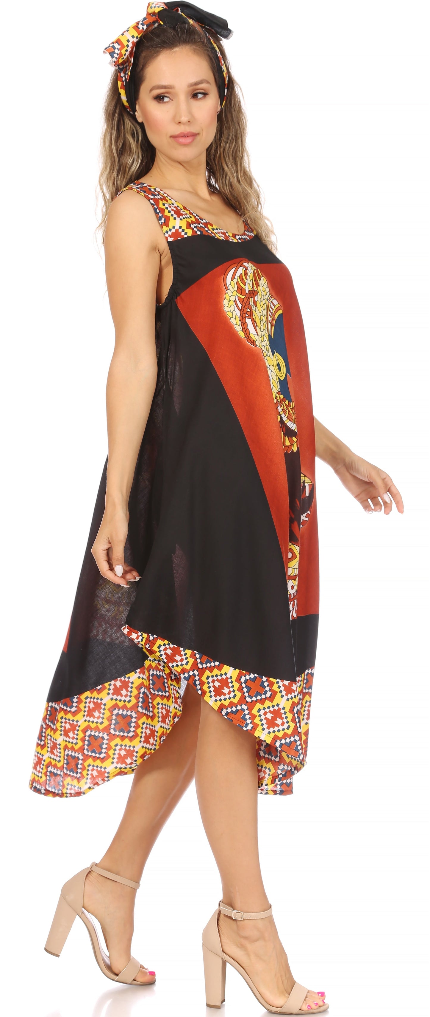 Sakkas Urbi Women's Casual African Print Beach Sleeveless Cover-up Caftan Dress - Buy One Get One