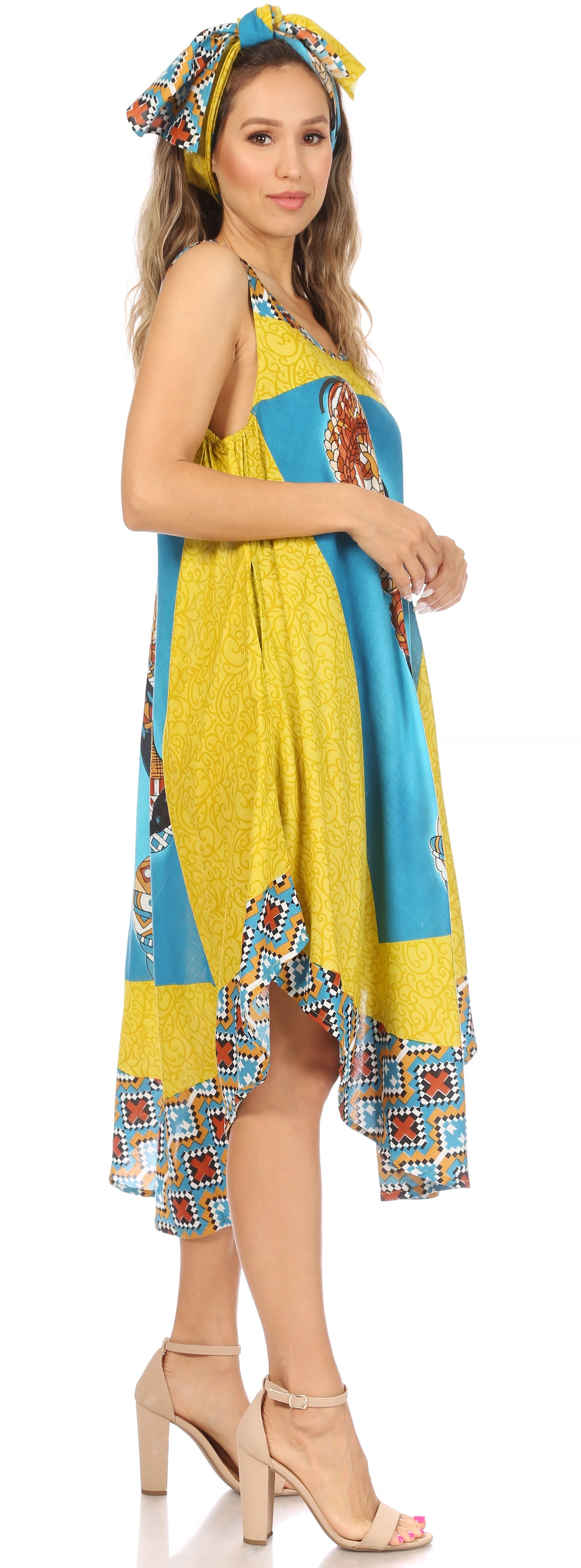 Sakkas Urbi Women's Casual African Print Beach Sleeveless Cover-up Caftan Dress - Buy One Get One