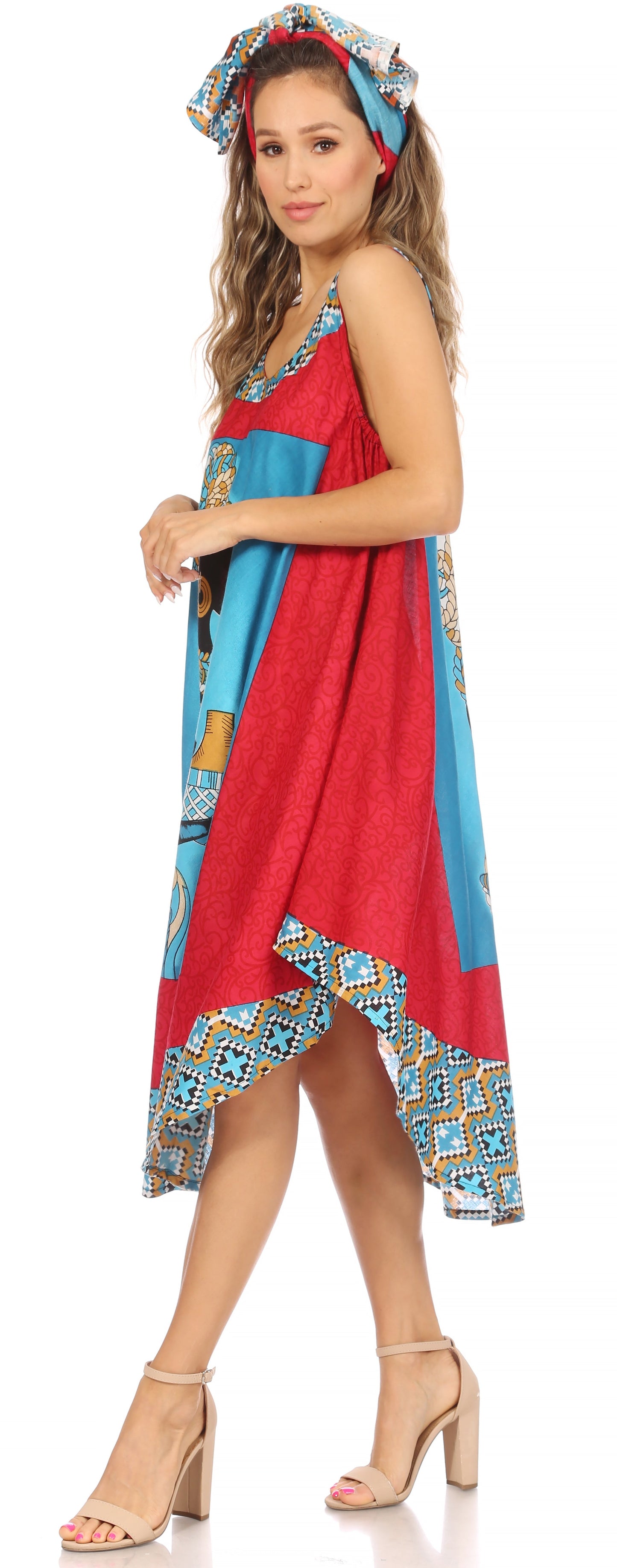 Sakkas Urbi Women's Casual African Print Beach Sleeveless Cover-up Caftan Dress - Buy One Get One