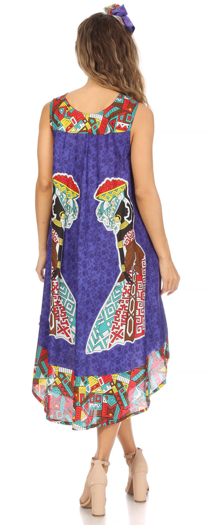 Sakkas Urbi Women's Casual African Print Beach Sleeveless Cover-up Caftan Dress - Buy One Get One