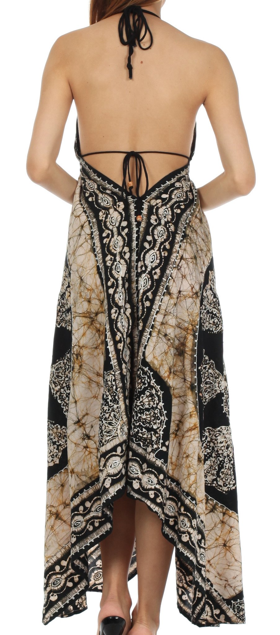Sakkas Batik Medallion Handkerchief Hem Adjustable Dress