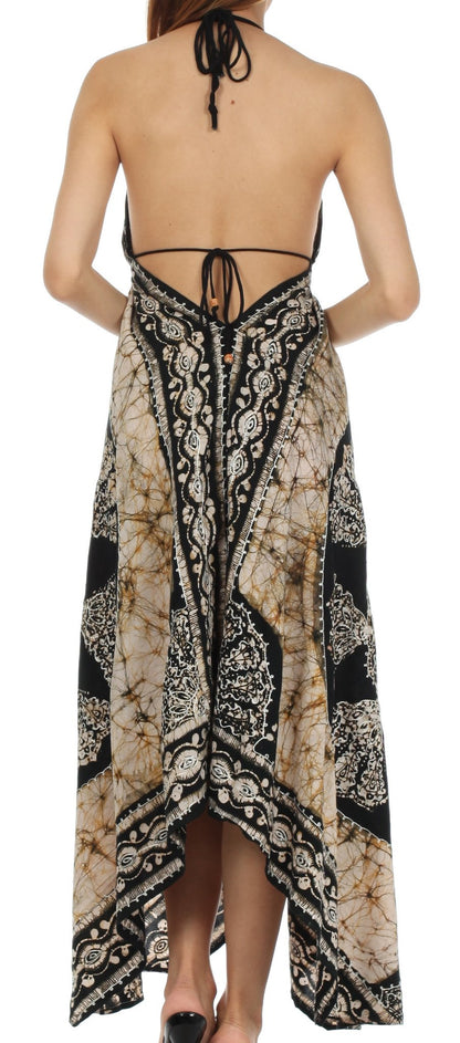 Sakkas Batik Medallion Handkerchief Hem Adjustable Dress
